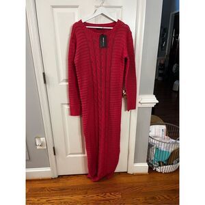 XPlusWear Pink Cable Knit Maxi Sweater Dress sz XL NWT